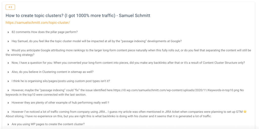Analyse blog comments and find a content gap
