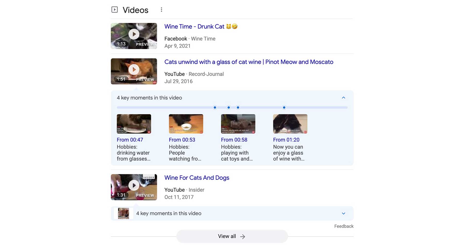 video serp results