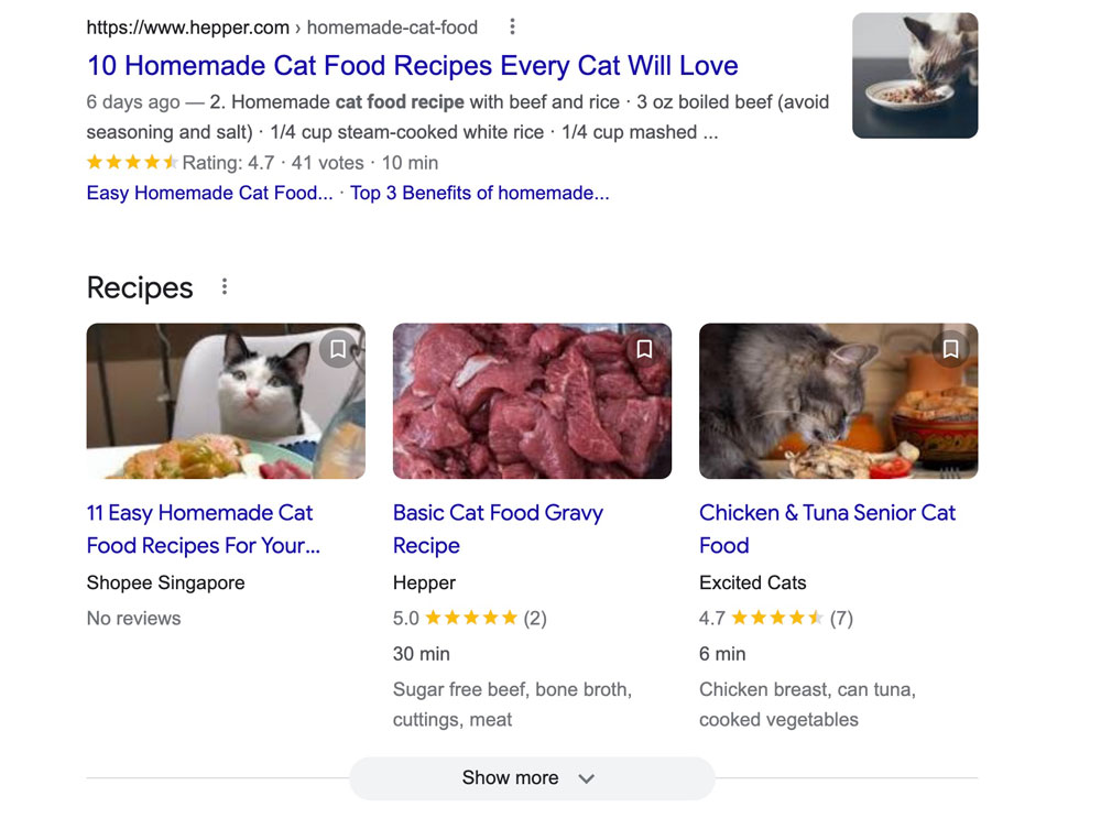 rich snippet SERP example