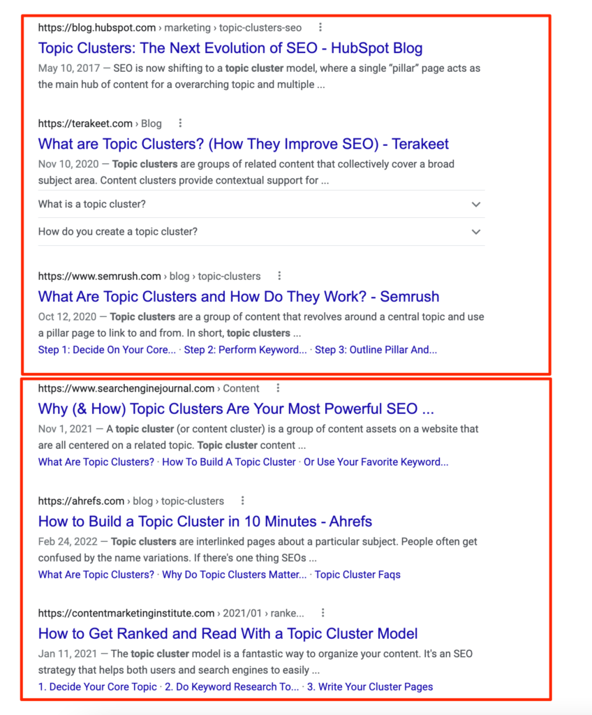 example of fragmented serp