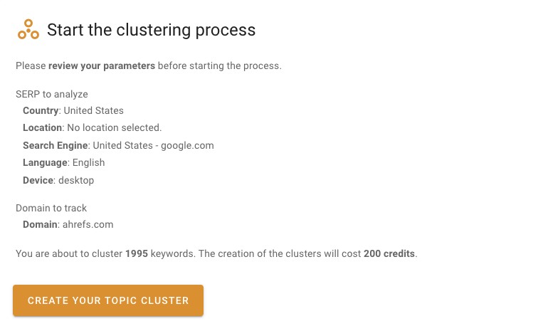 start the clustering process