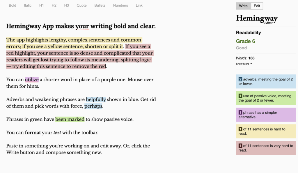 Best Free SEO Content Writing Tools   - Hemingway Editor