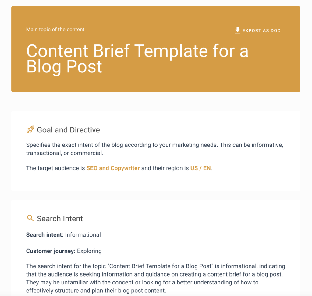Open the thruuu Content Brief of the Content Brief Templates for Blog post.