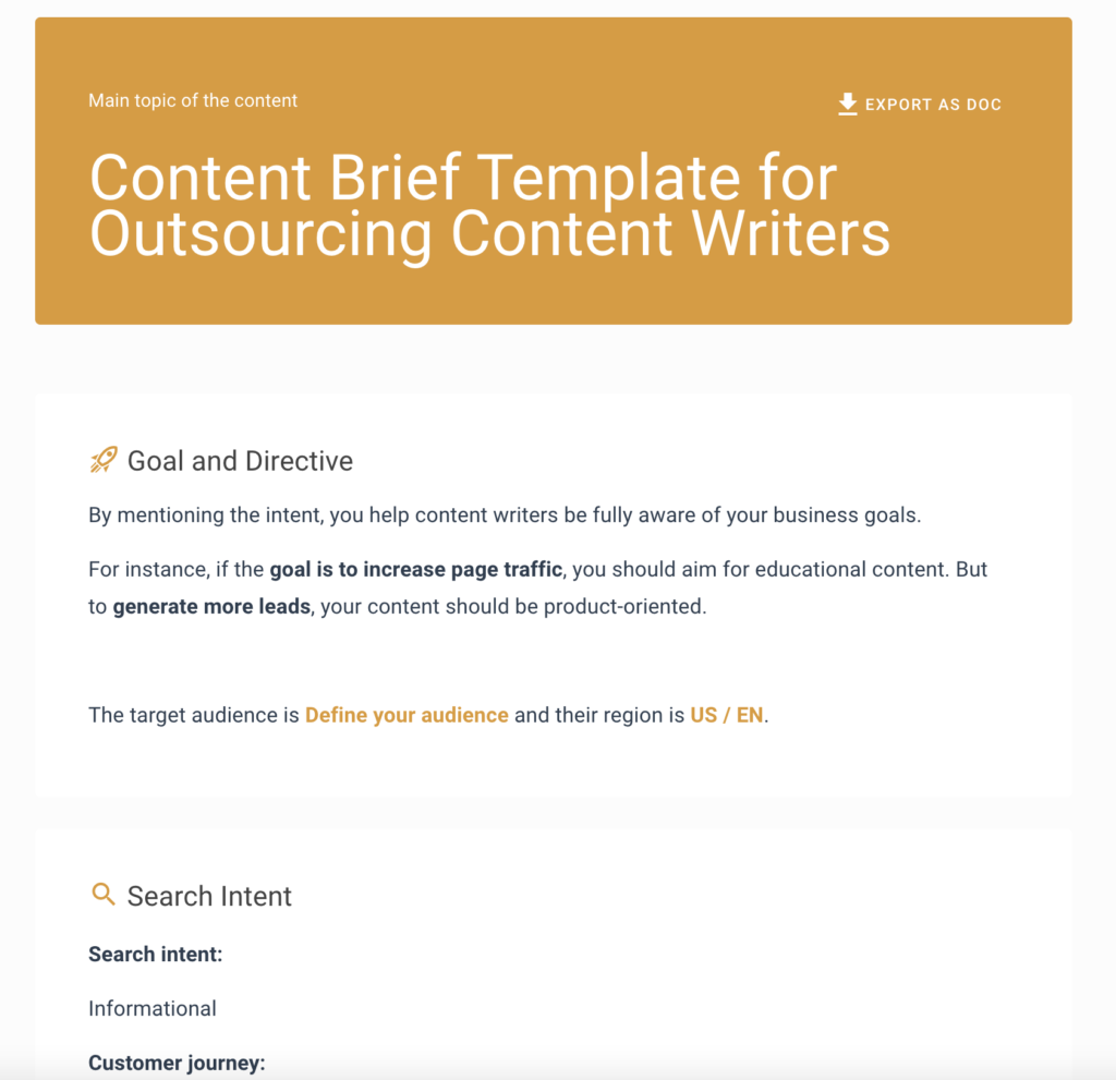 Open the thruuu Content Brief of the Content Brief Templates for Outsourcing Content Writers.