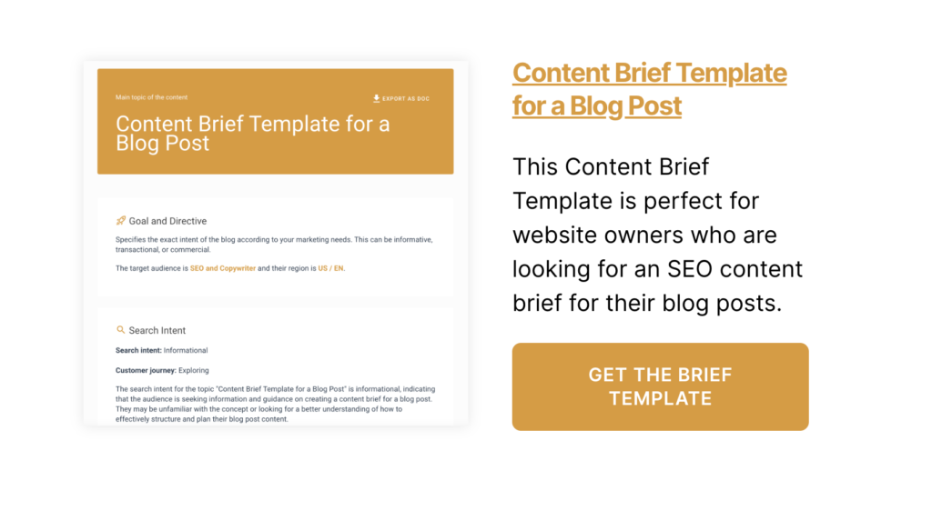 Content Brief Template for a blog post
