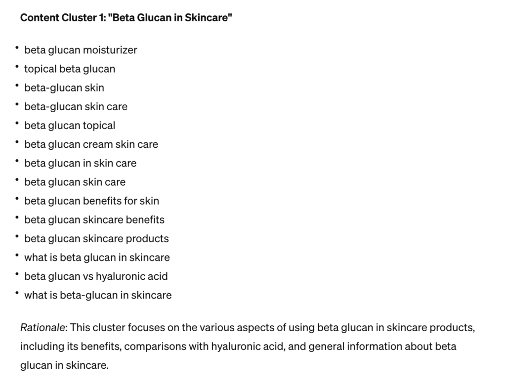 ChatGPT groups keywords based on semantic clustering. 