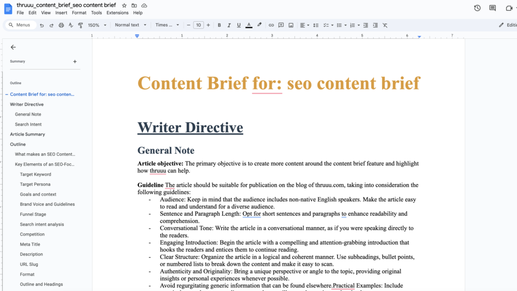 template for this SEO Content Brief 