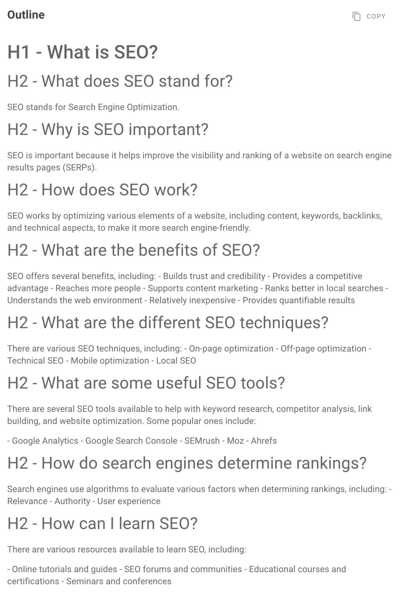 Best Content Outline Creator & Generator (SEO Tool) thruuu Content