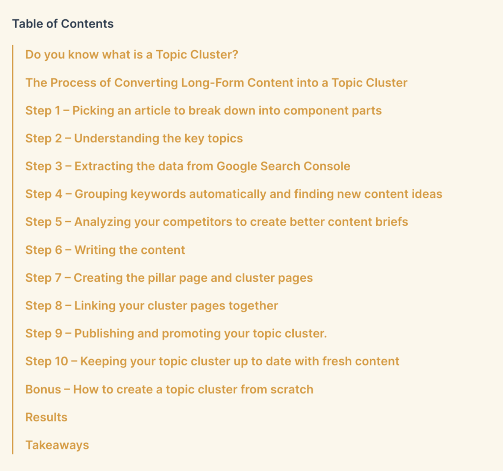 Tip 7 - Add a Table of Contents