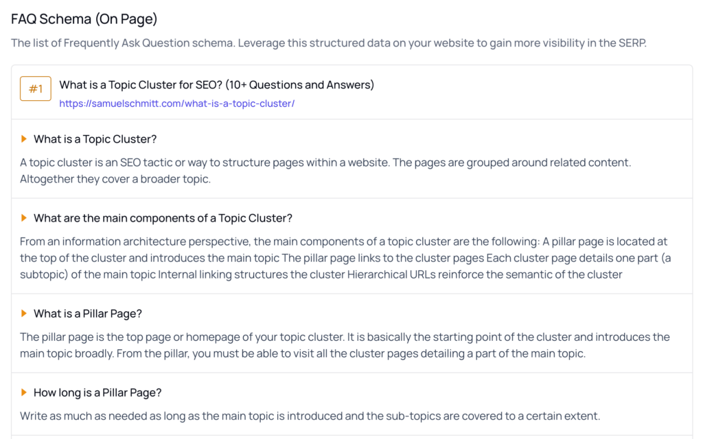 Get all the FAQ Schema on the SERP