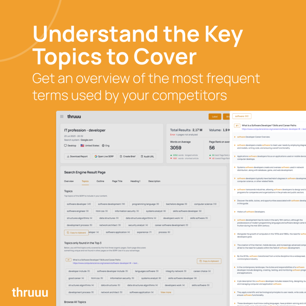 thruuu helps you with the research phase, accelerating it and revealing hidden data.