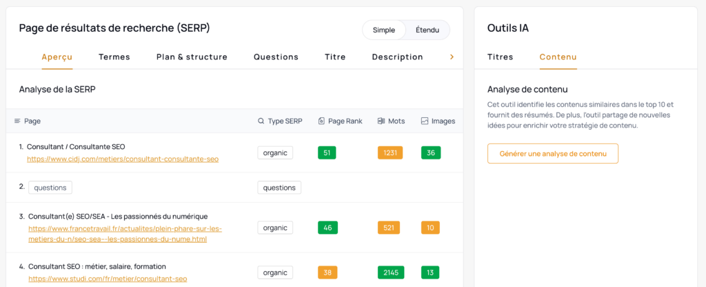 Commencer avec l'outil d'analyse de contenu