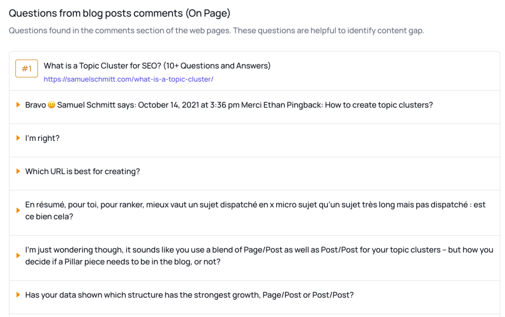 Analyse blog comments and find a content gap