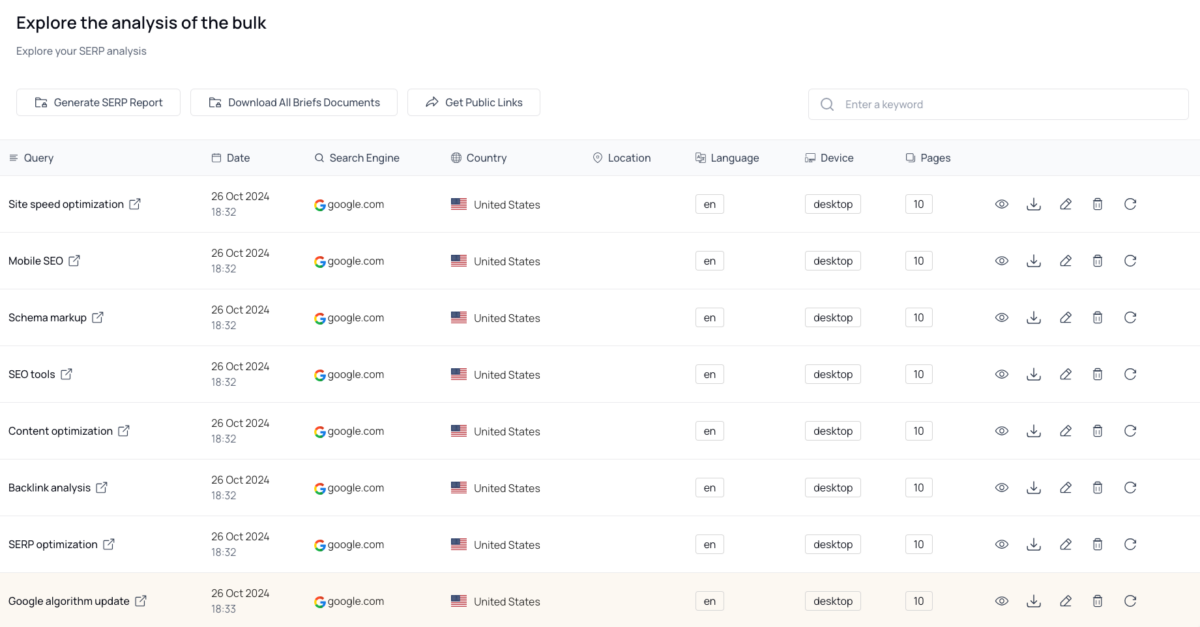 Bulk Content Brief Tool | Create SEO Content Briefs in Bulk