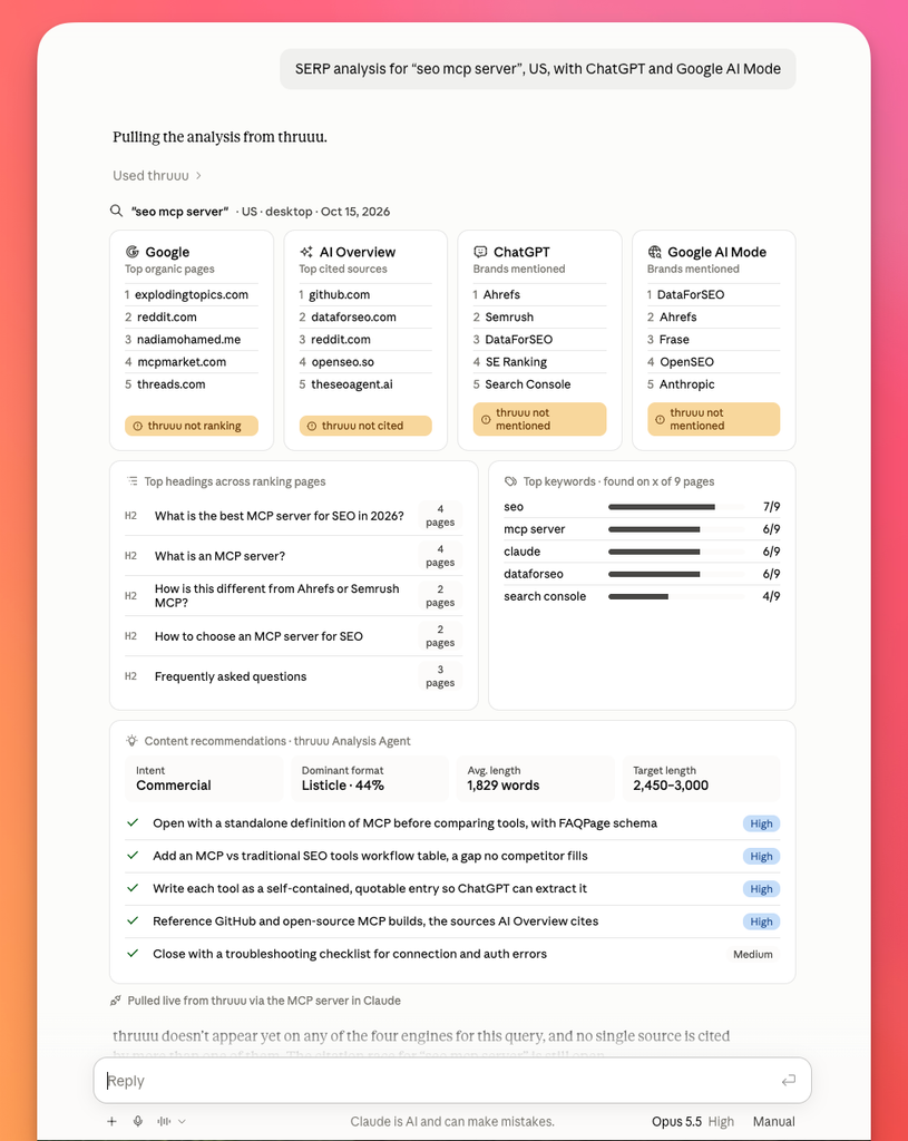 SEO MCP Server in Claude
