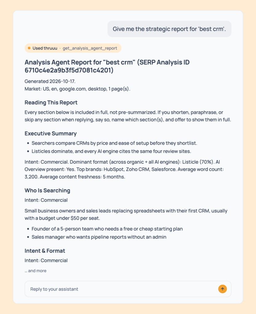 Prompt 21: Read the full report, shown in an AI assistant with the thruuu output