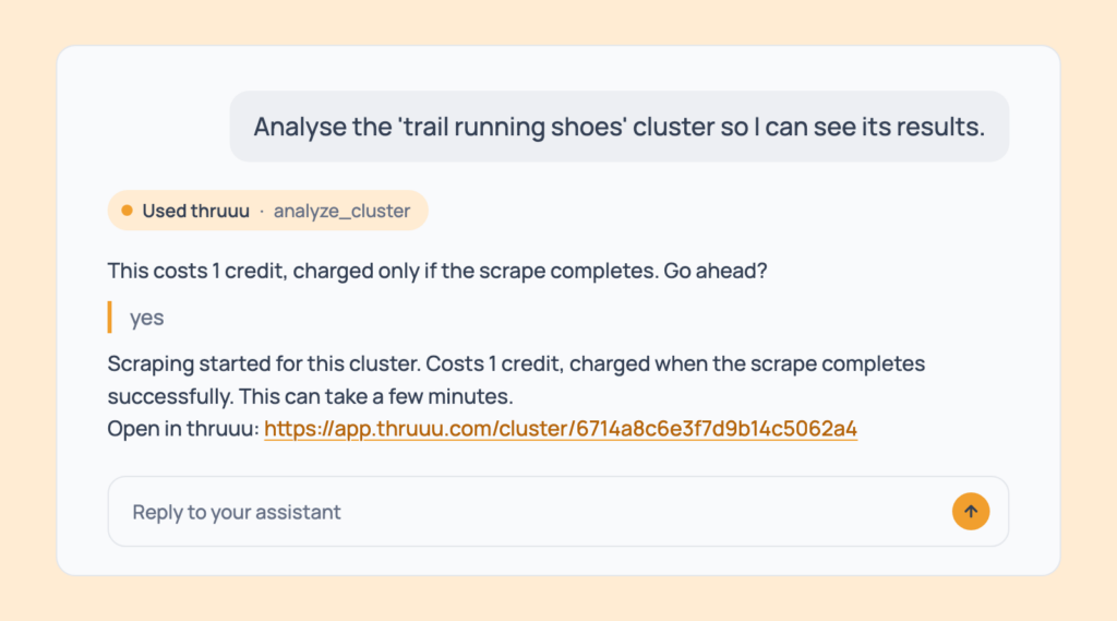 Prompt 72: Analyse a cluster, shown in an AI assistant with the thruuu output