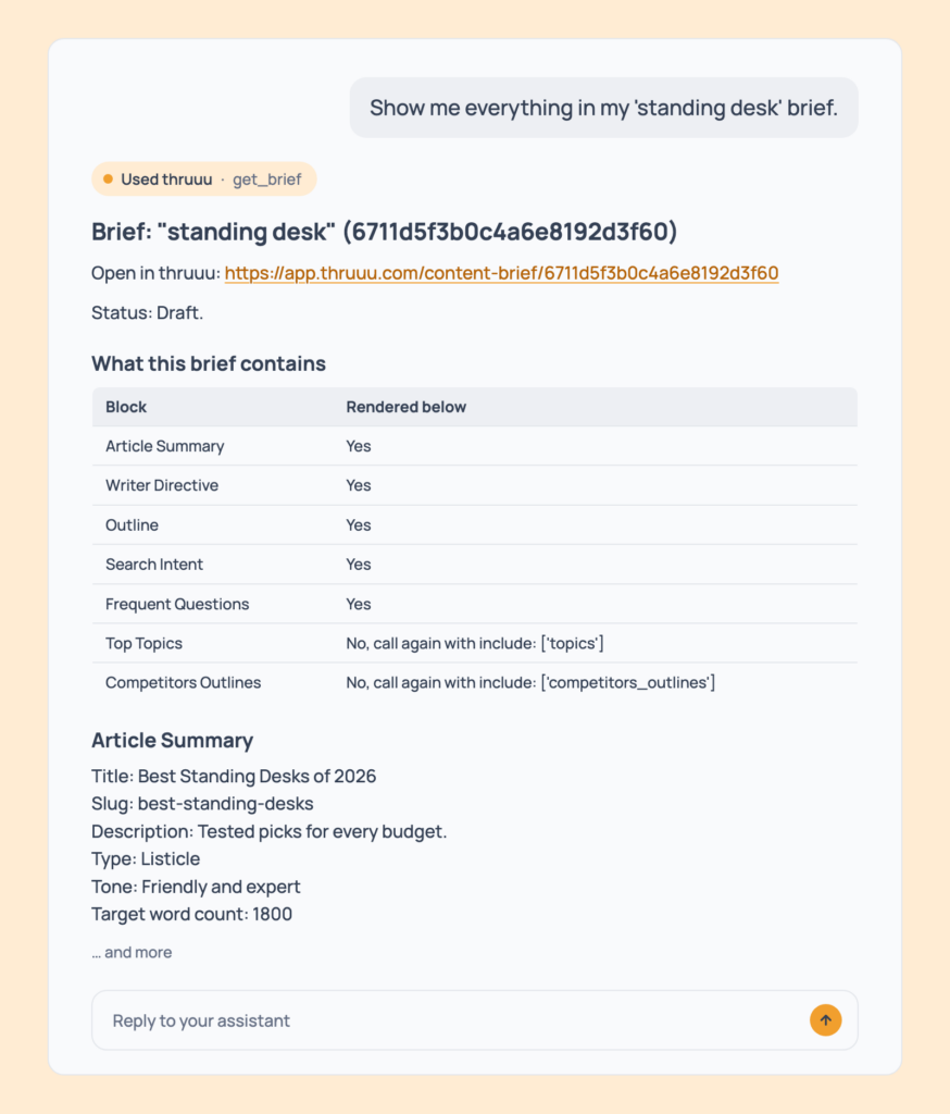 Prompt 86: Read a whole brief, shown in an AI assistant with the thruuu output