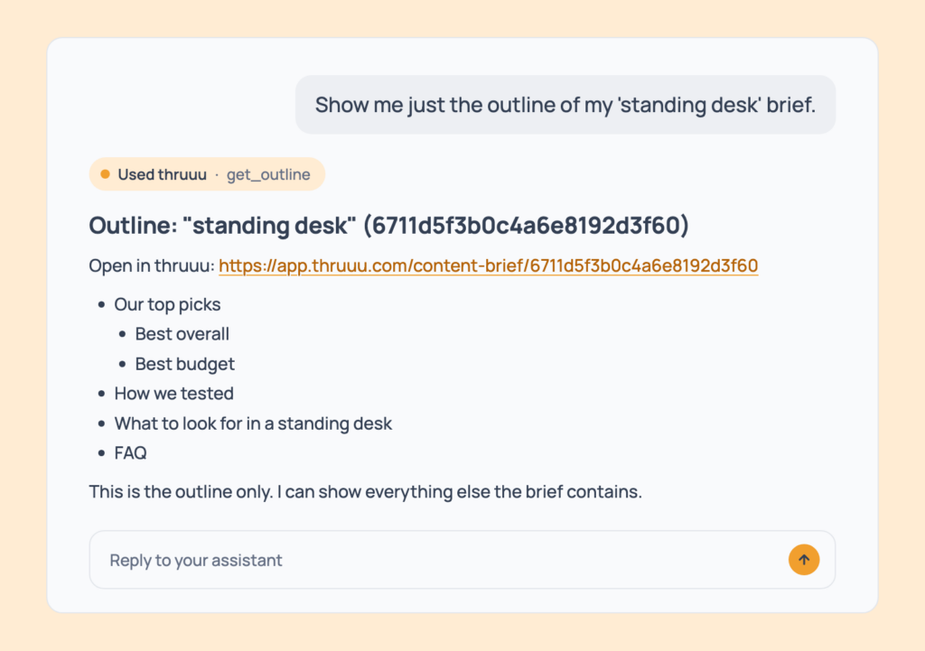 Prompt 88: Read just the outline, shown in an AI assistant with the thruuu output