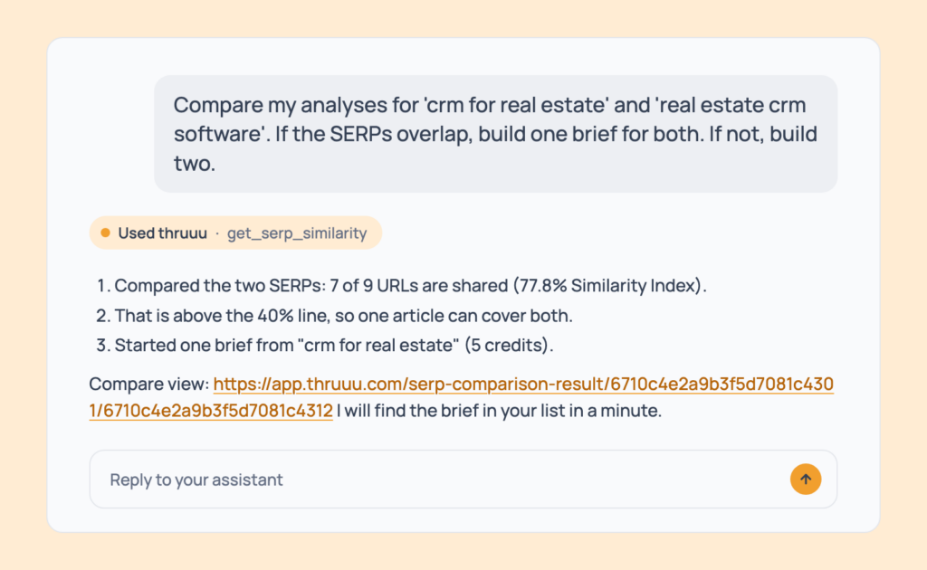 Prompt 129: One article or two, then brief, shown in an AI assistant with the thruuu output