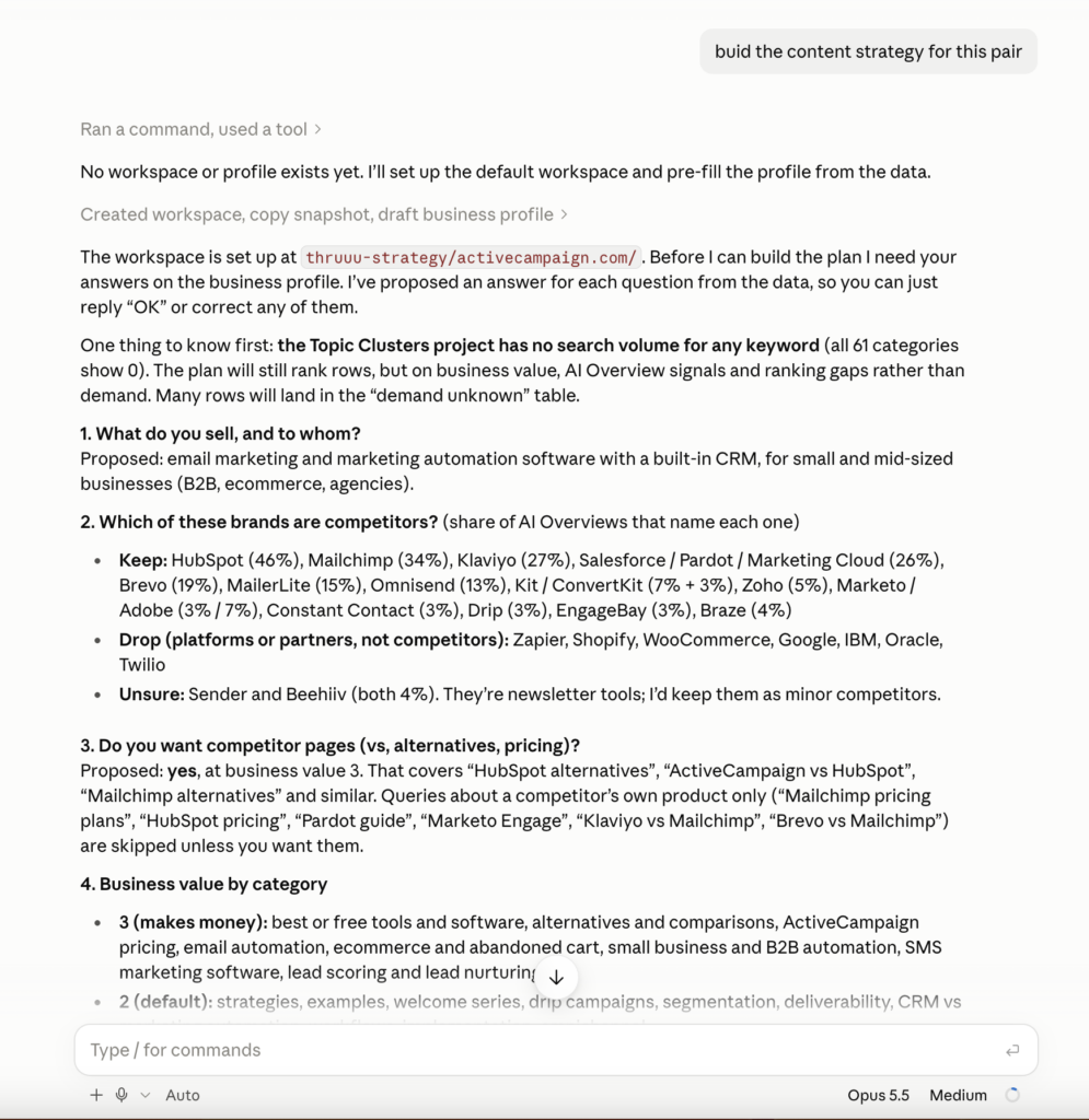 The five business-context questions with proposed answers