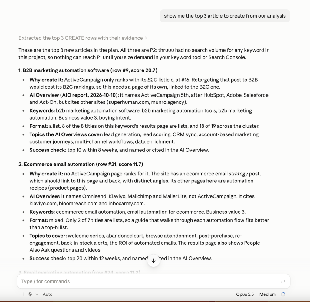 The top three new articles in the plan